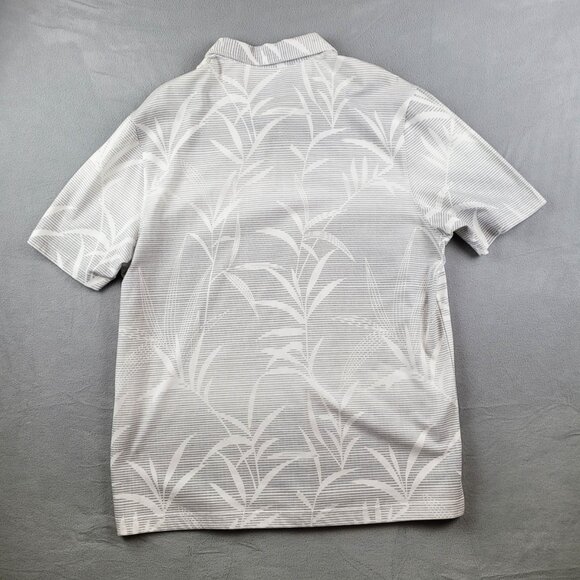 Nat Nast Luxury Shirt Mens Large White Gray Leaves Stripes Golf Polo - Picture 7 of 7